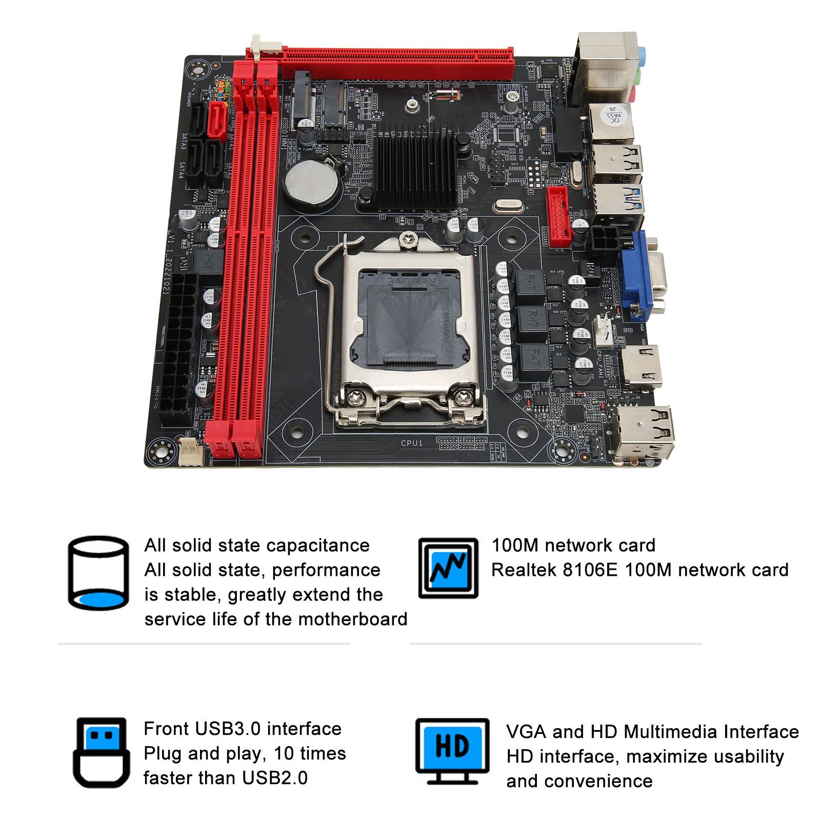 Amazon | ATXマザーボード、DDR3メモリデスクトップメインボード、PCIe
